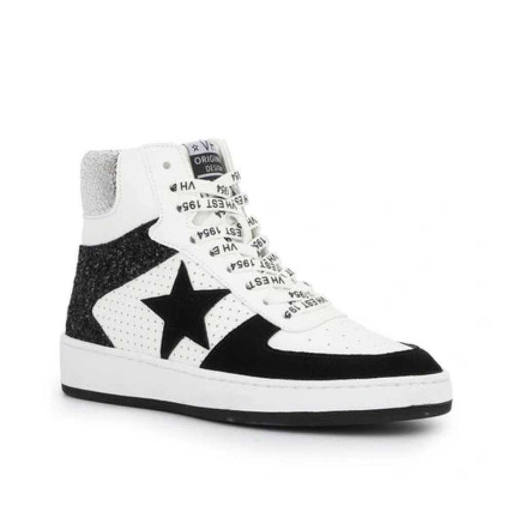 Vintage Havana Layup High Top Sneaker In Black Matt Glitter